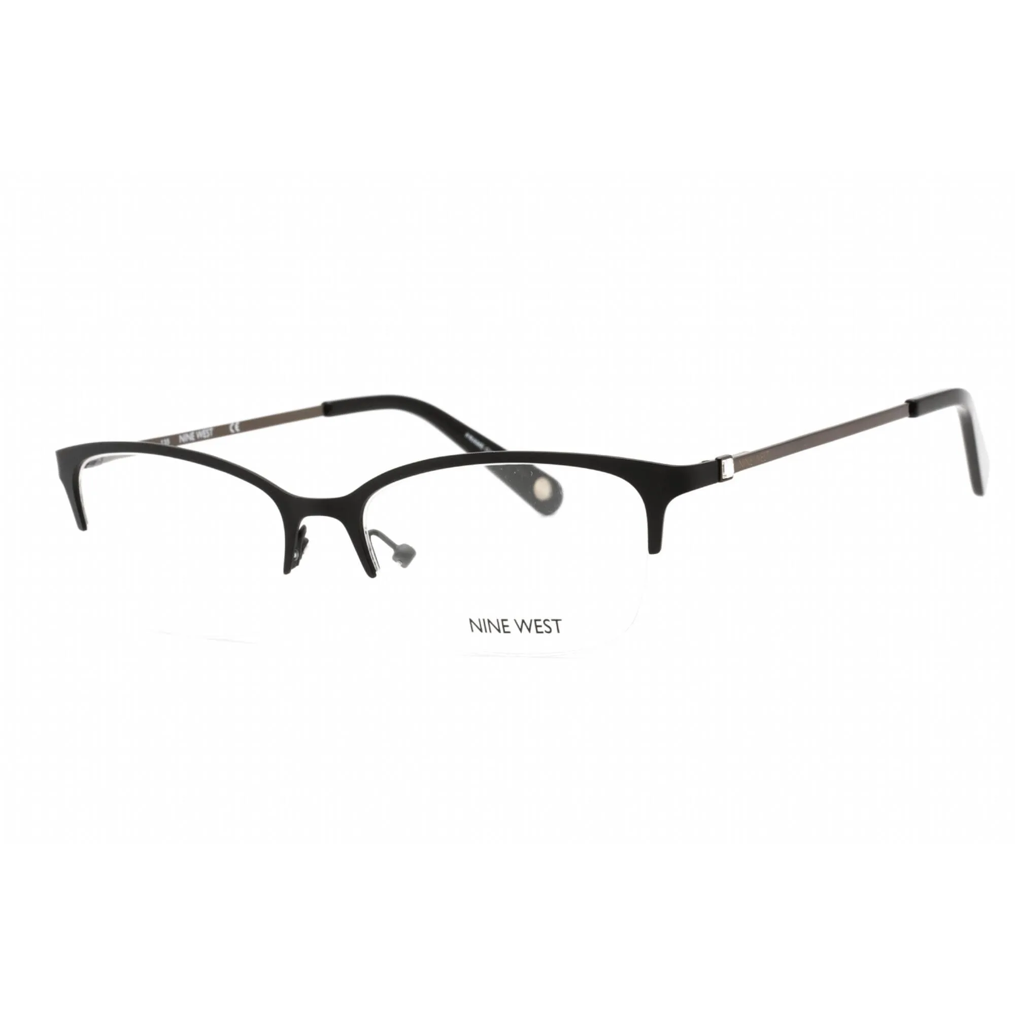 Nine West Women's Eyeglasses - Half Rim Black Metal Rectangular Frame | NW1090 001