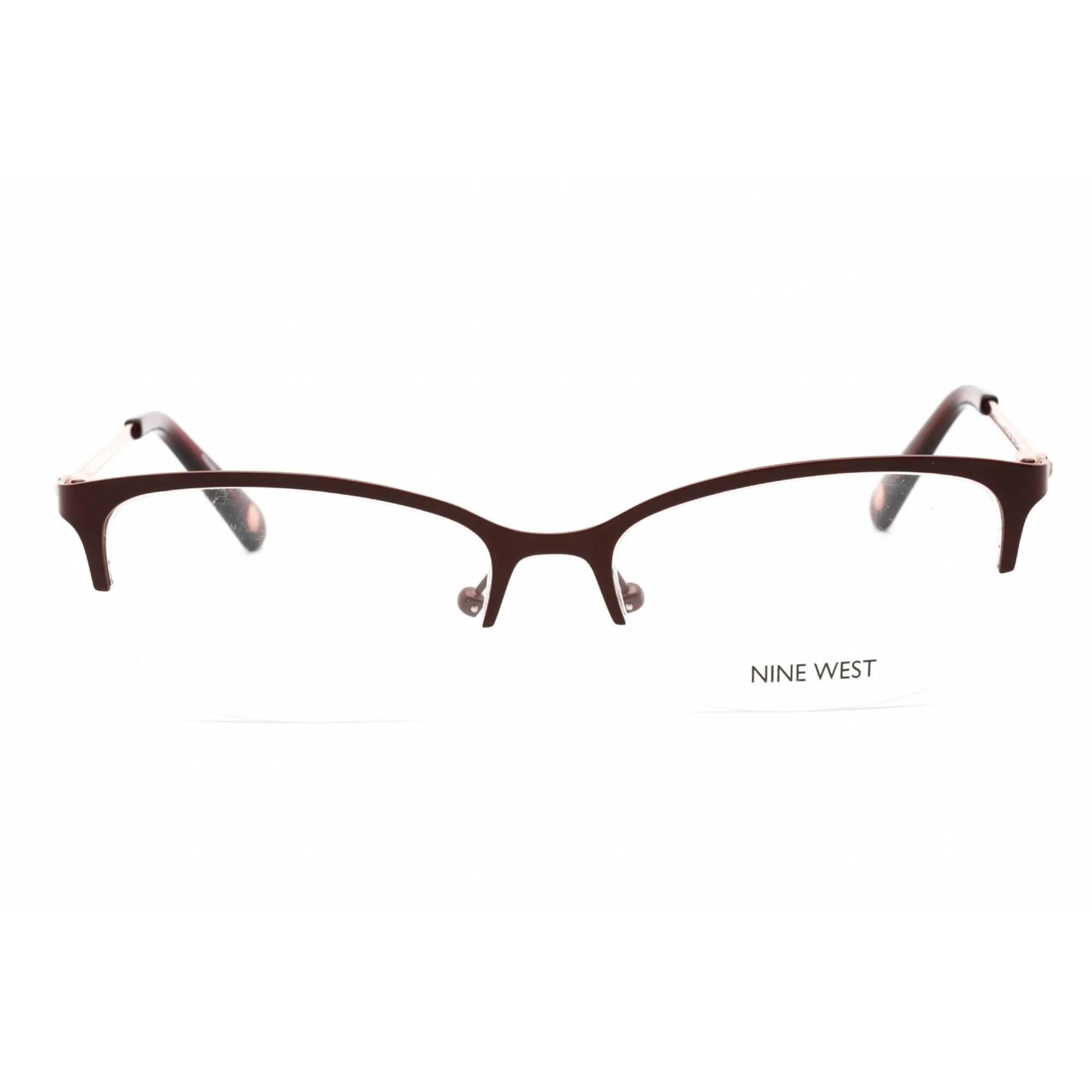 Nine West Women's Eyeglasses - Half Rim Burgundy Metal Rectangular Frame | NW1090 650