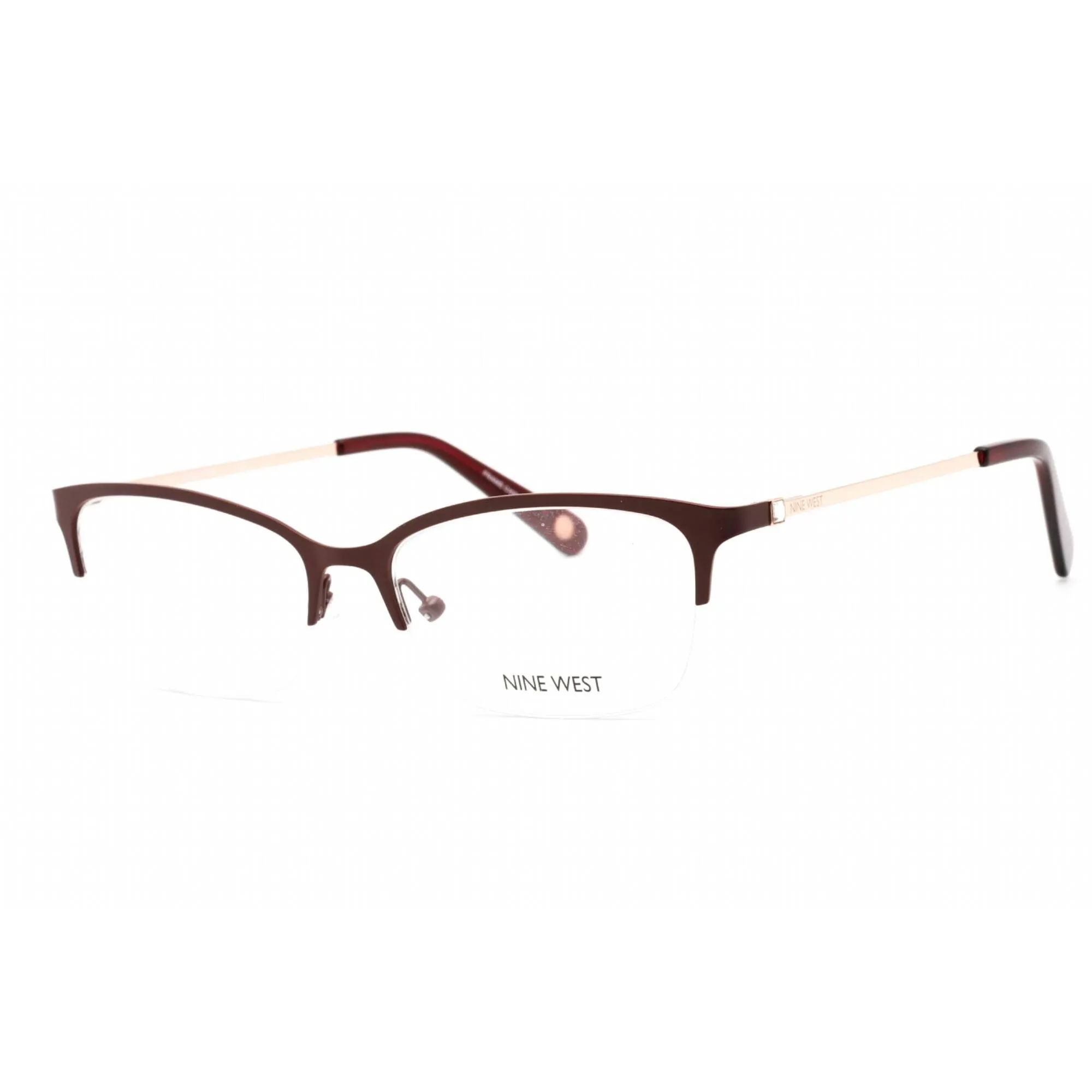 Nine West Women's Eyeglasses - Half Rim Burgundy Metal Rectangular Frame | NW1090 650