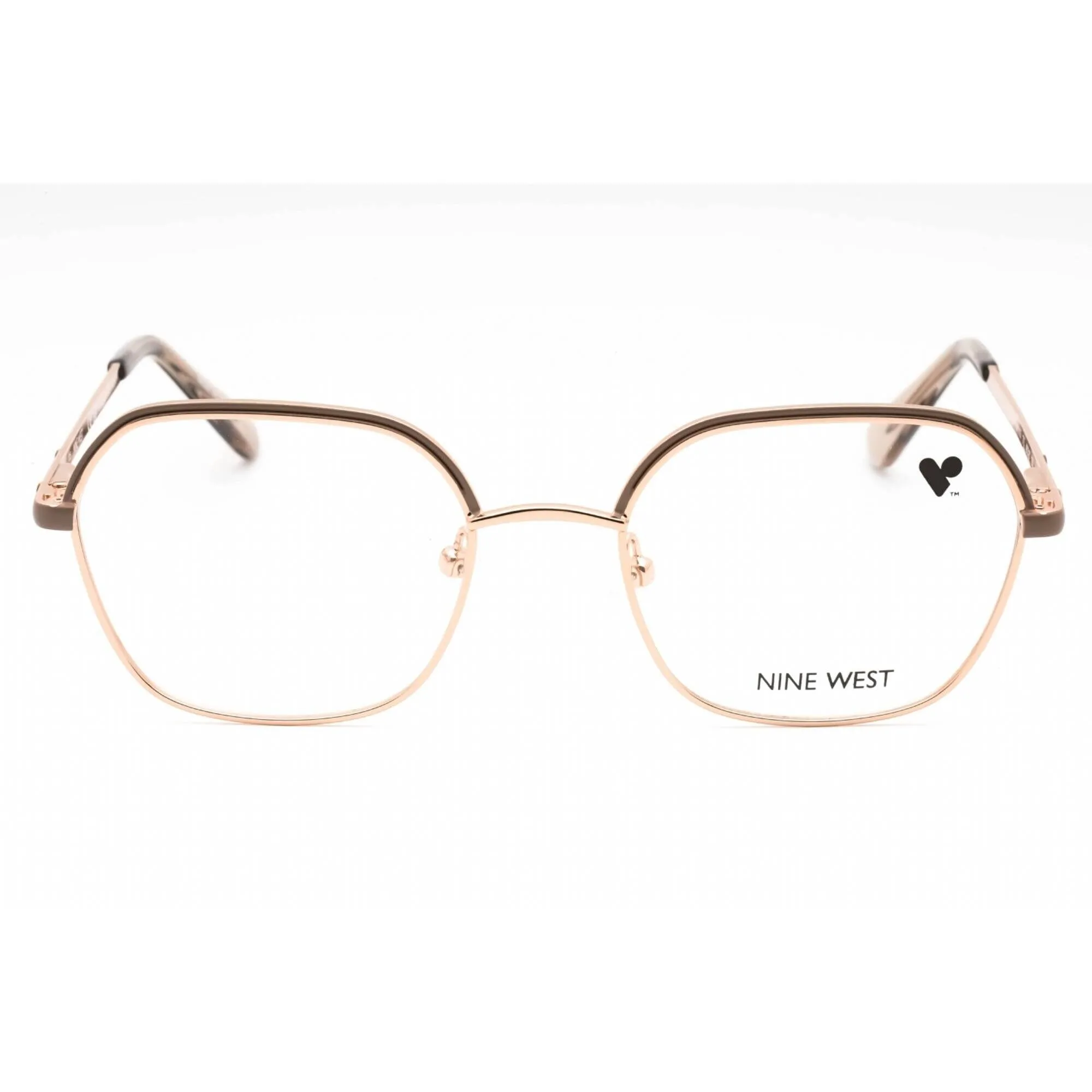 Nine West Women's Eyeglasses - Mushroom/Rose Gold Geometric Metal Frame | NW1103 275