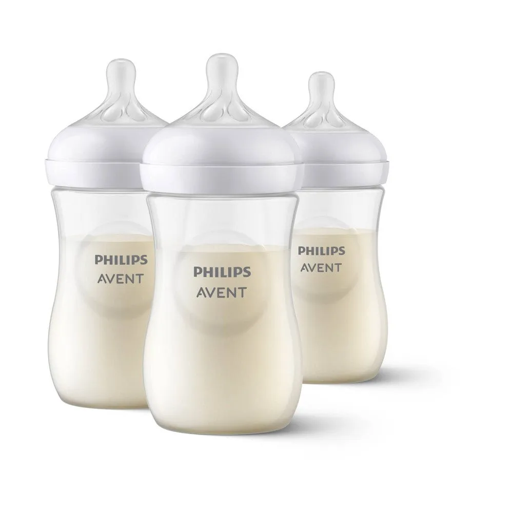 Philips Avent SCY903/93 3Pk Natural Baby Bottle With Natural Response Nipple, 9Oz Clear