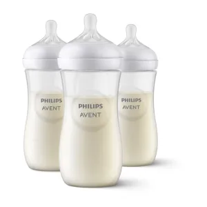 Philips SCY906/93 Avent 3 Pack Natural Baby Bottle With Natural Response Nipple, 11oz Clear