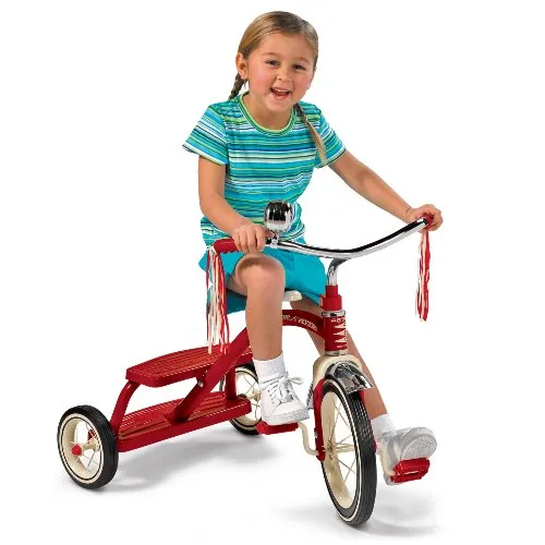 Radio Flyer, Classic Red Dual Deck Tricycle, 12" Front Wheel, Red