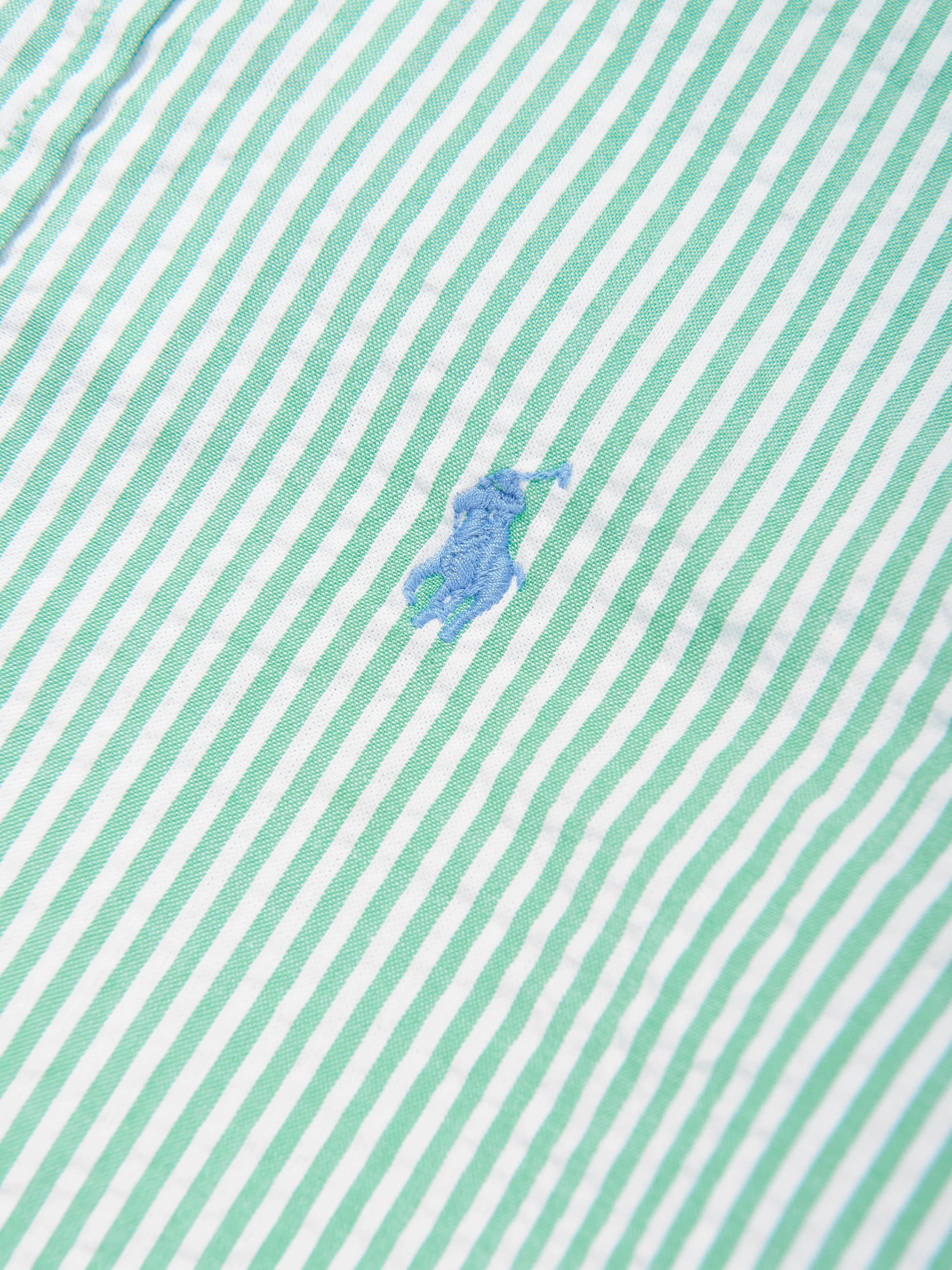 Ralph Lauren Boys Striped Logo Shirt in Green