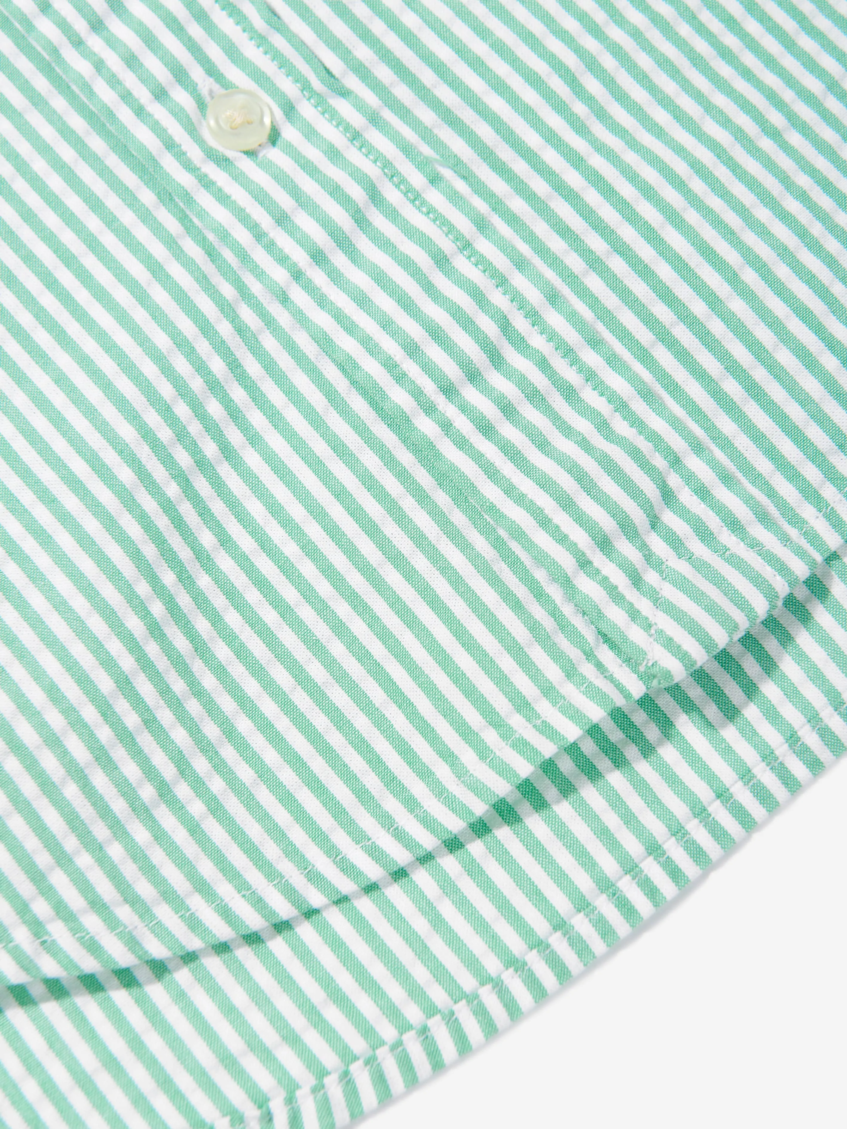 Ralph Lauren Boys Striped Logo Shirt in Green