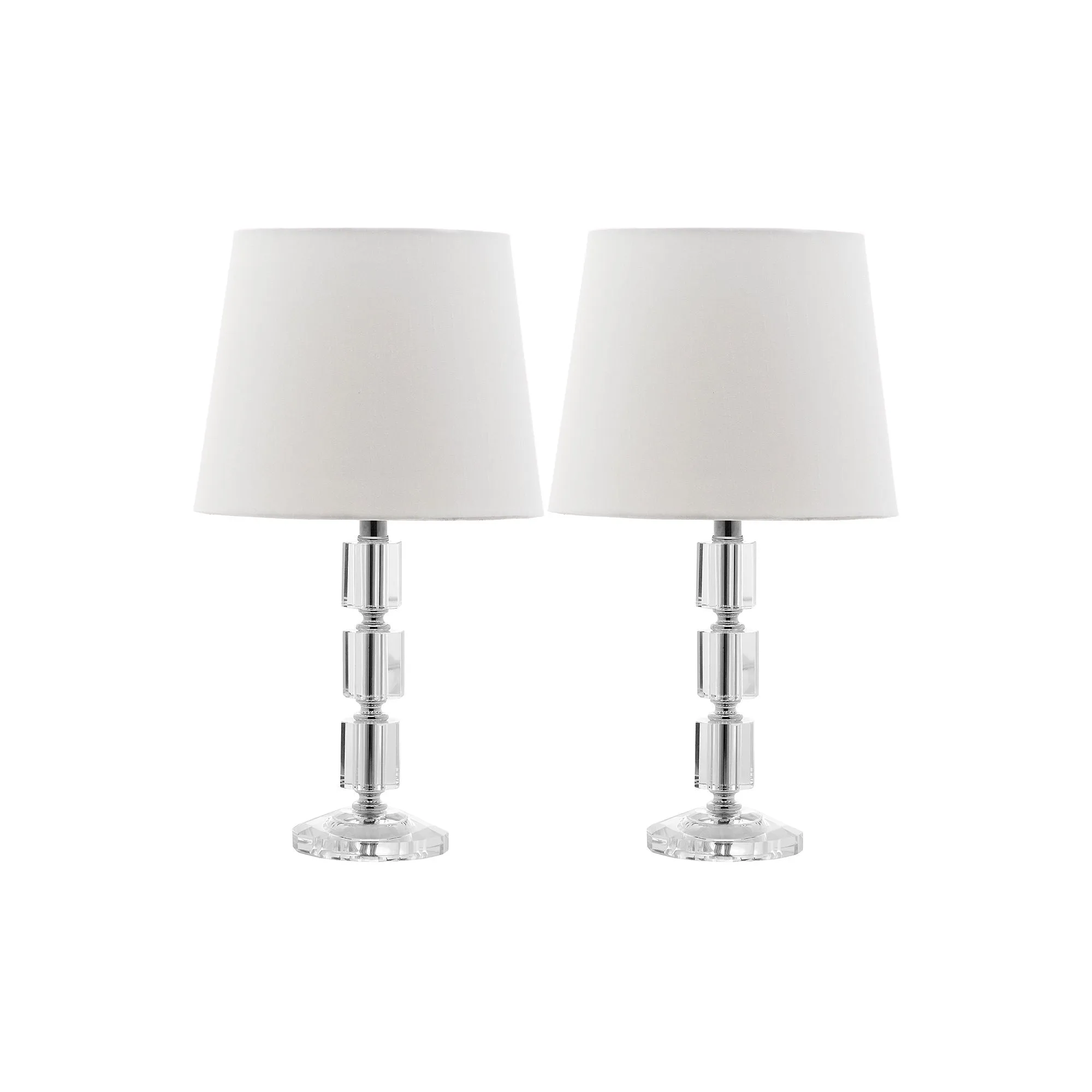 Safavieh Lighting Collection Erin Crystal Cube Lamp, Clear/White, Set of 2
