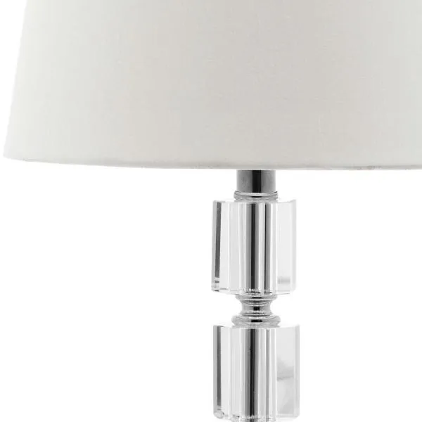 Safavieh Lighting Collection Erin Crystal Cube Lamp, Clear/White, Set of 2