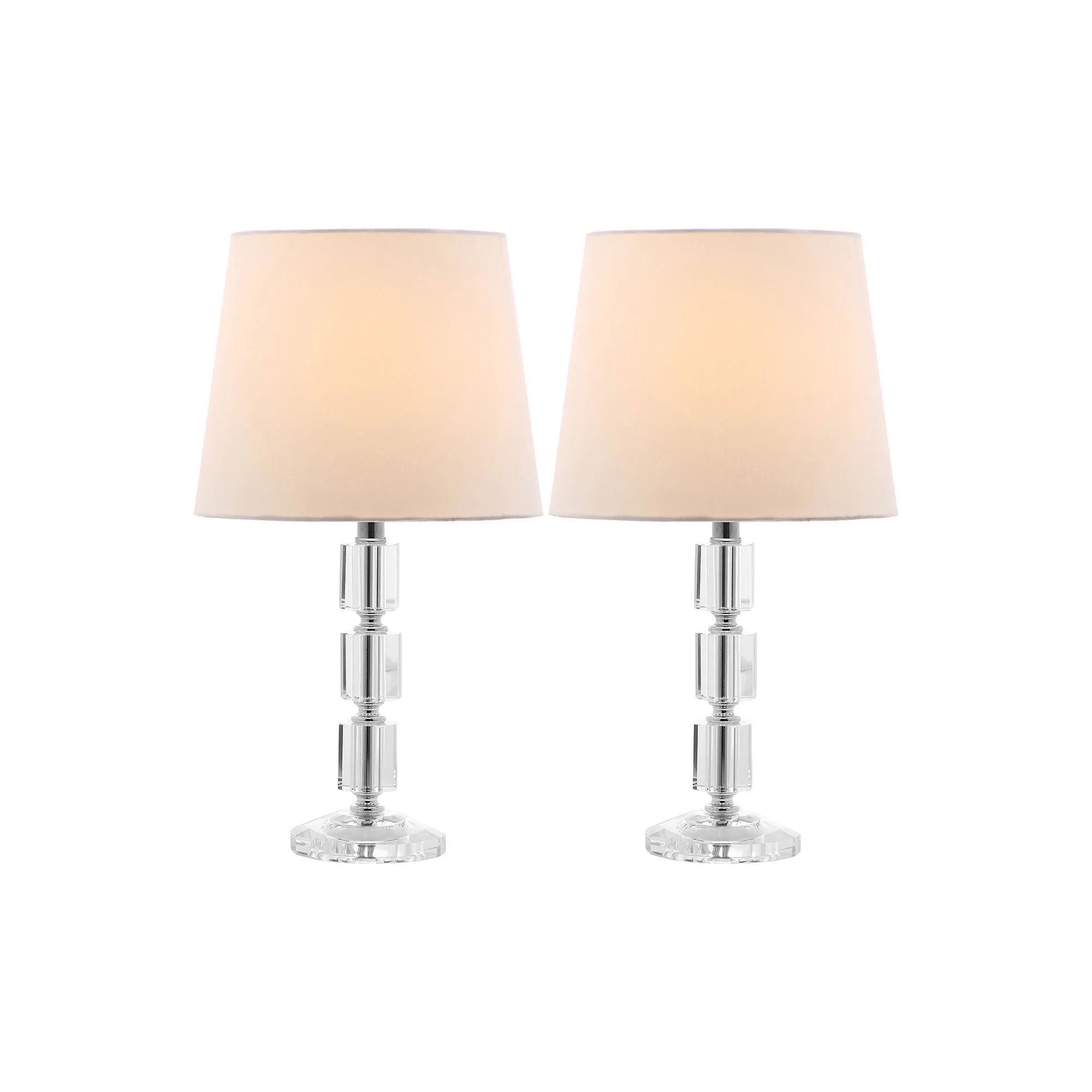 Safavieh Lighting Collection Erin Crystal Cube Lamp, Clear/White, Set of 2