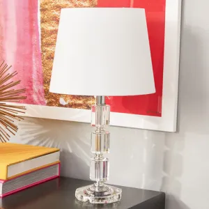 Safavieh Lighting Collection Erin Crystal Cube Lamp, Clear/White, Set of 2