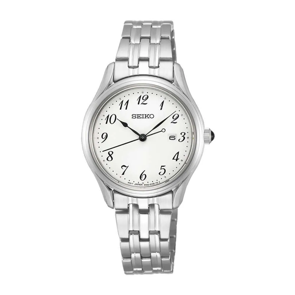 Seiko SUR643P1  Neo Classic White Dial Stainless Steel Womens Watch