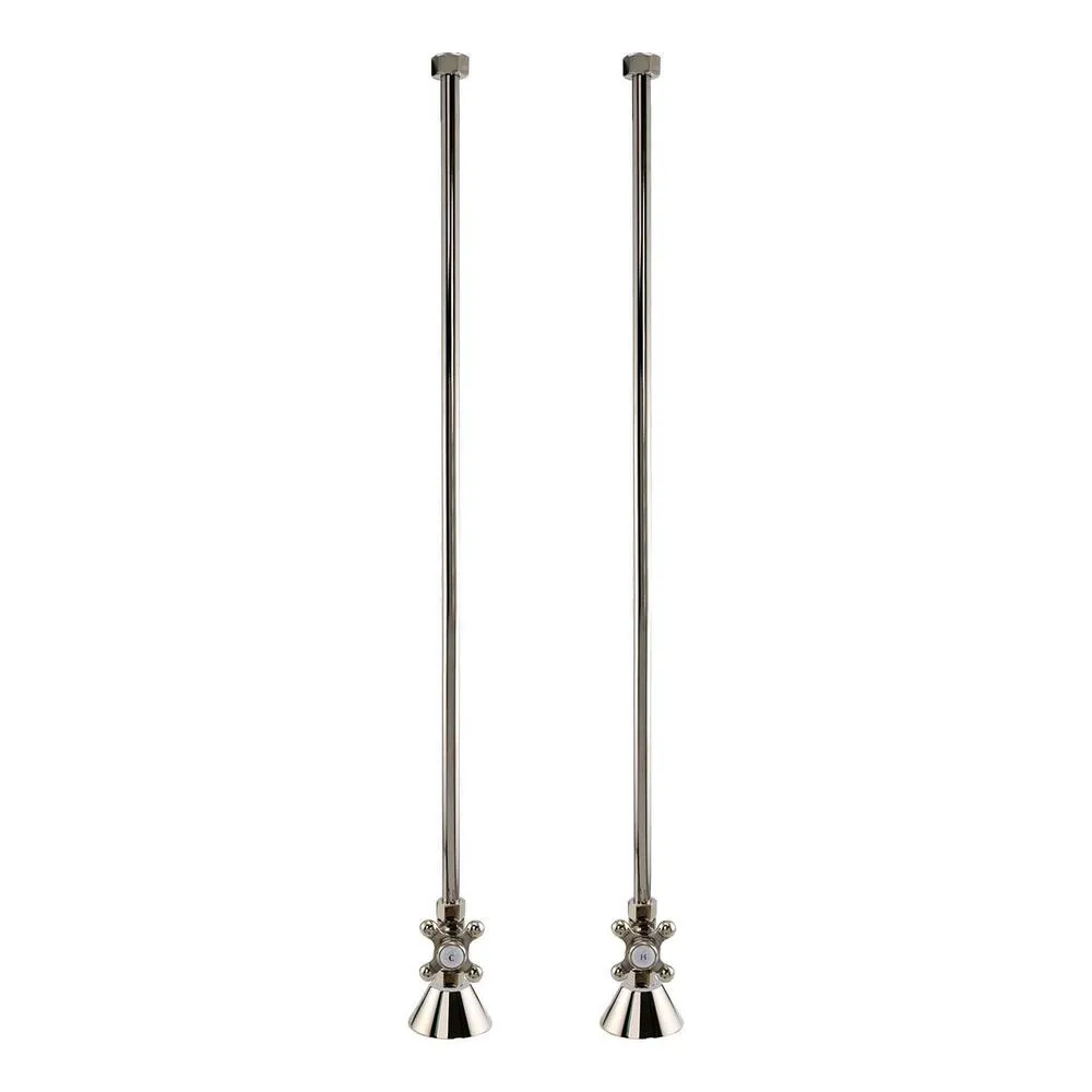 Signature Hardware 139880 Deck-Mount Supply With Cross-Handle Stops For Threaded Pipe - Polished Nickel