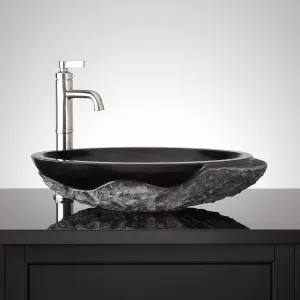 Signature Hardware 484617 Tarryton 22" Specialty Granite Vessel Bathroom Sink, Black Granite