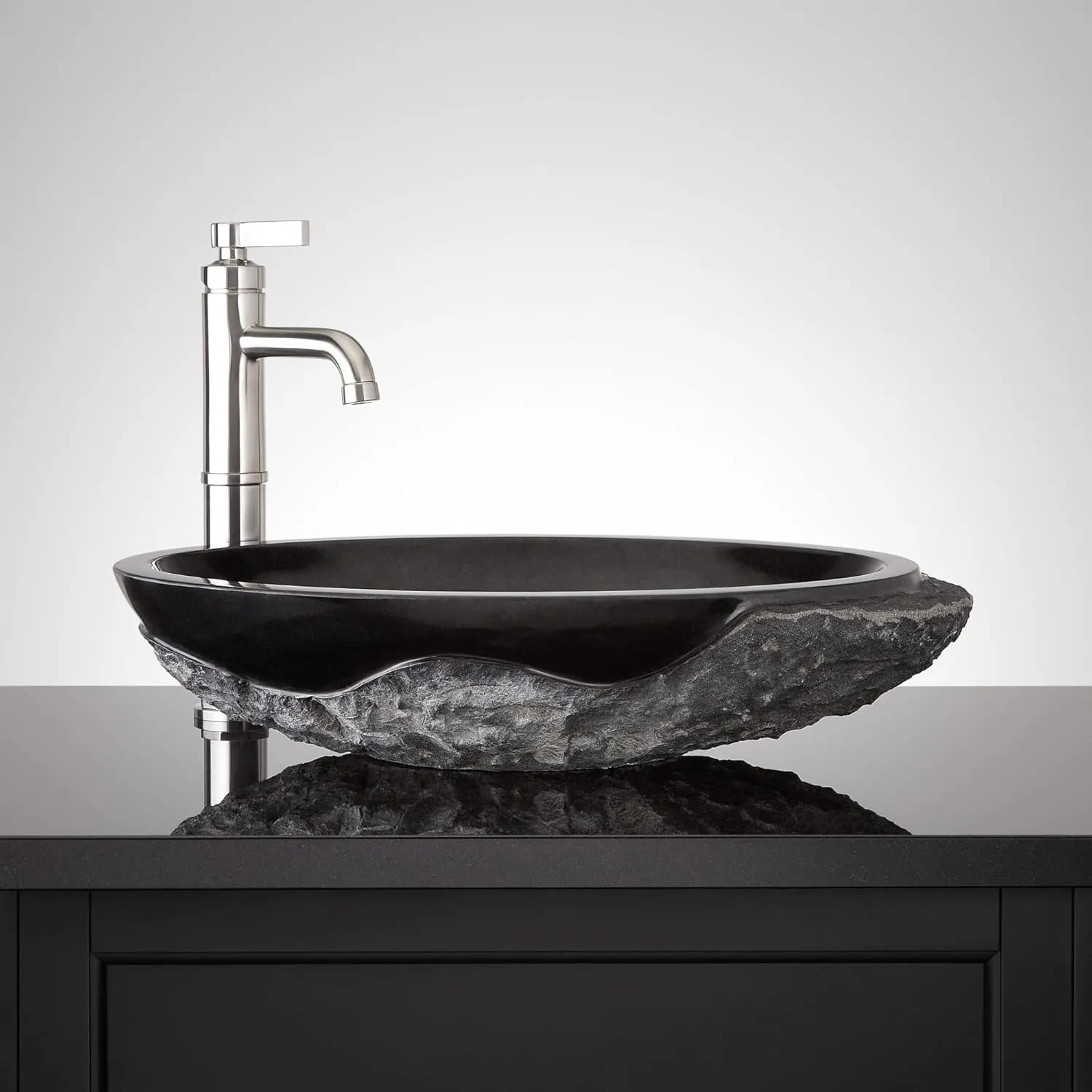 Signature Hardware 484617 Tarryton 22" Specialty Granite Vessel Bathroom Sink, Black Granite
