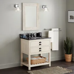Signature Hardware Benoist-30-WhWsh-BlkRUM-Arc0-k 30" Ansel Console Vanity for Rectangular Undermount Sink, Whitewash Pine - Arctic White no Hole