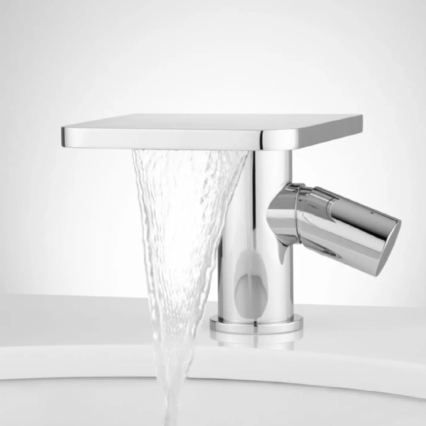 Signature Hardware FH-9888-D86-CP-kit-O Knox Single Hole Waterfall Bathroom Faucet with Pop-Up Drain - Overflow - Chrome