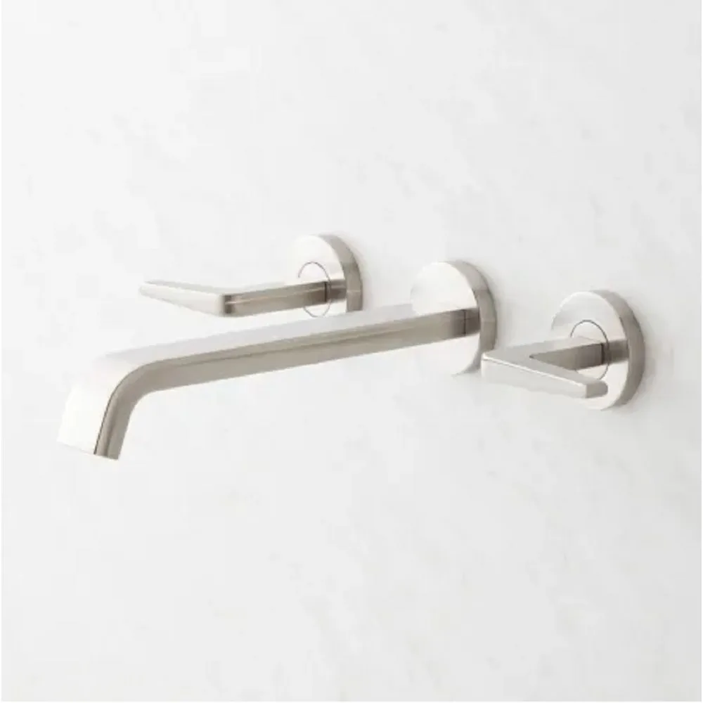 Signature Hardware SHWSCDR207CP Drea 1.2 GPM Wall Mounted Widespread Bathroom Faucet with Pop-Up Drain Assembly, Chrome