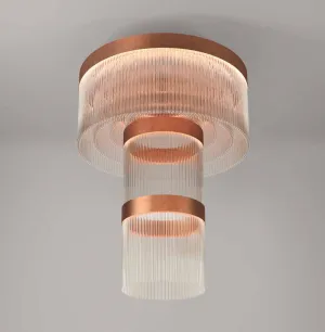 Spectacular Large Ribbed Italian Glass Stairwell-Style Chandelier With 7 Metal Finishes