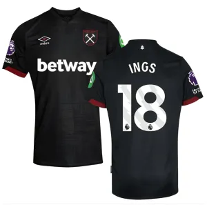 Umbro West Ham Danny Ings Away Jersey w/ EPL   No Room For Racism Patches 24/25 (Black)