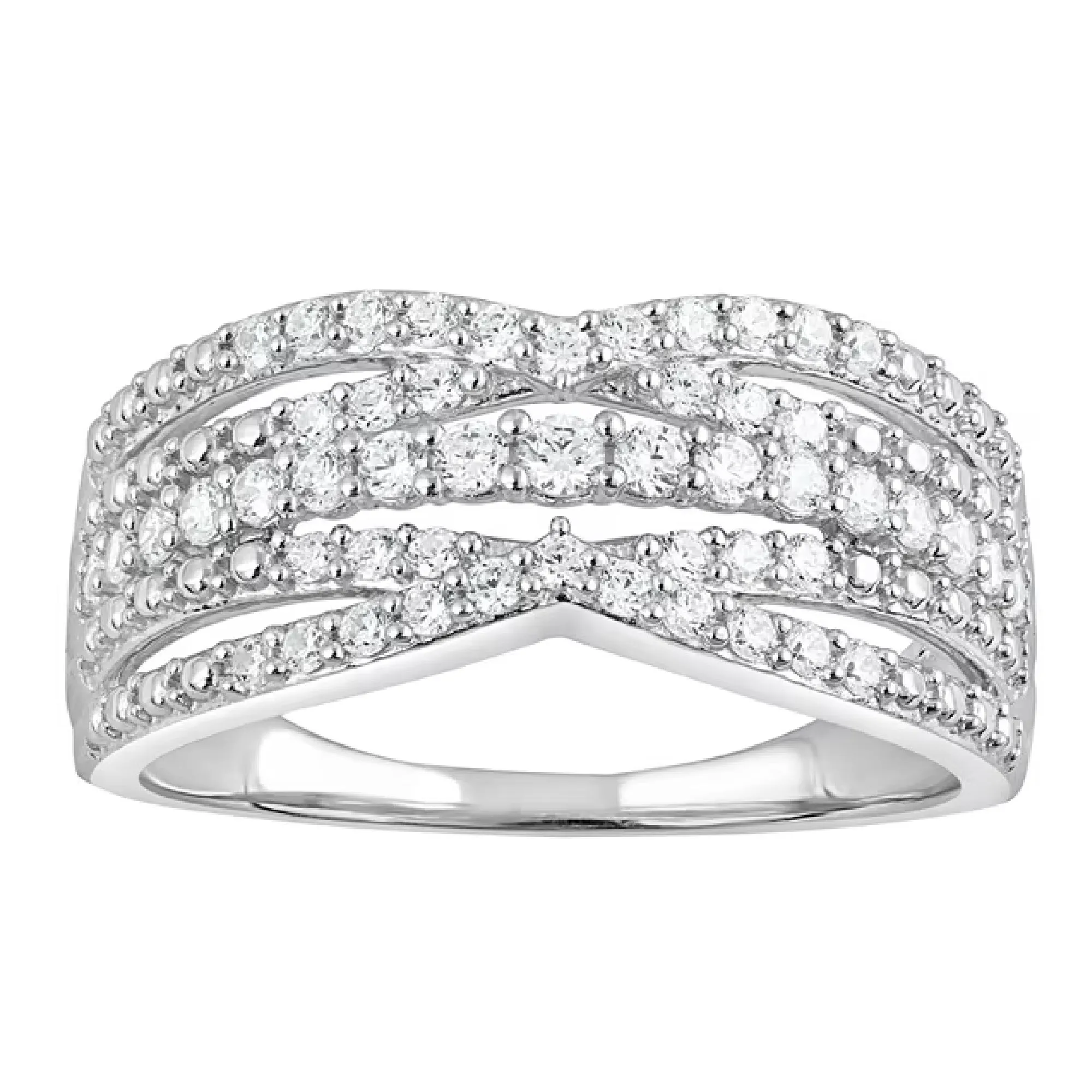 Unique Moments H-I, SI-I1 1/3 Ct Round Lab Grown Diamond Ring in Silver for Women SIZE 7