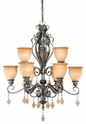 Vaxcel Lighting MM-CHU009 AE Montmarte Collection Nine Light Hanging Chandelier in Athenian Bronze Finish