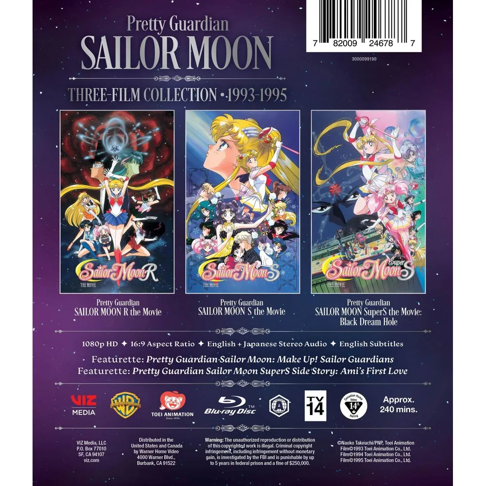 Viz Media 94436353 Sailor Moon Triple Feature Blu-ray Collection - 3 Movies, Subtitled, Anime