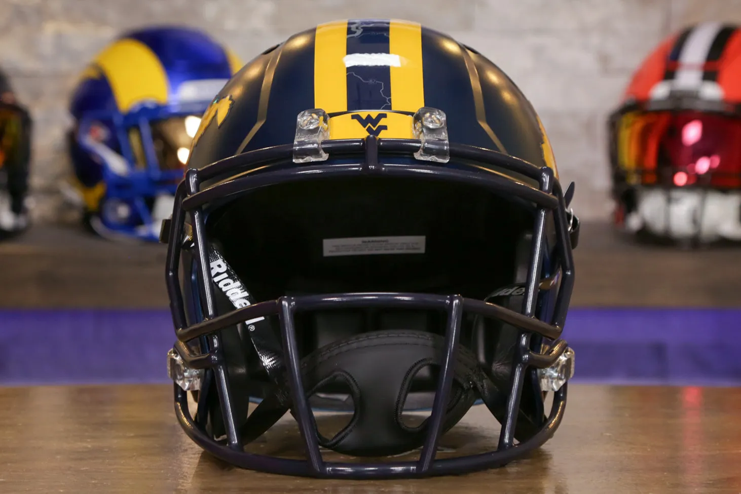 West Virginia Mountaineers Riddell Speed Display Helmet - Navy Country Roads Alternate
