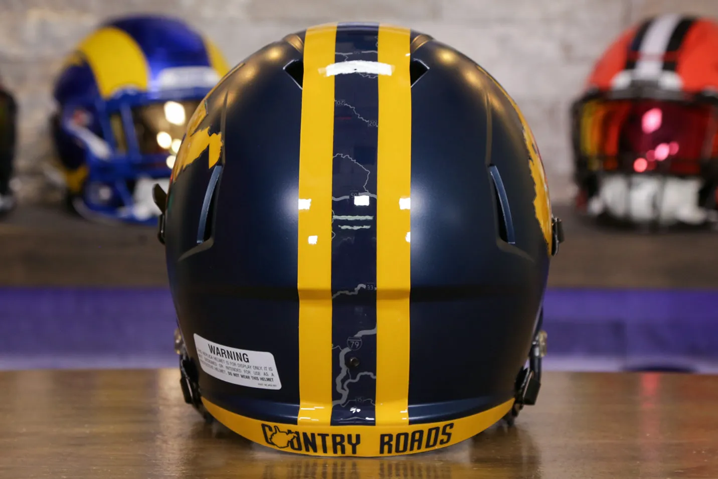 West Virginia Mountaineers Riddell Speed Display Helmet - Navy Country Roads Alternate