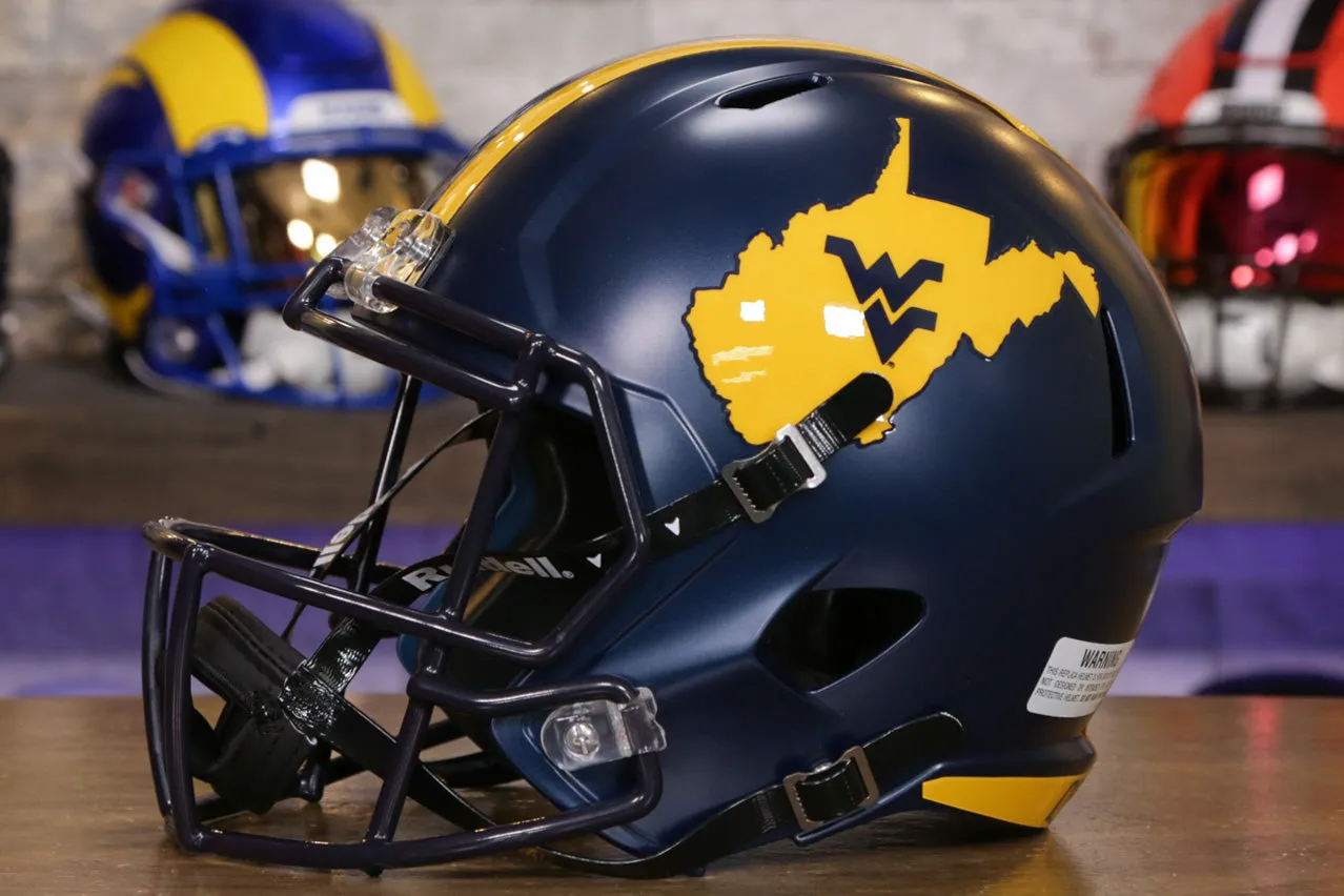 West Virginia Mountaineers Riddell Speed Display Helmet - Navy Country Roads Alternate