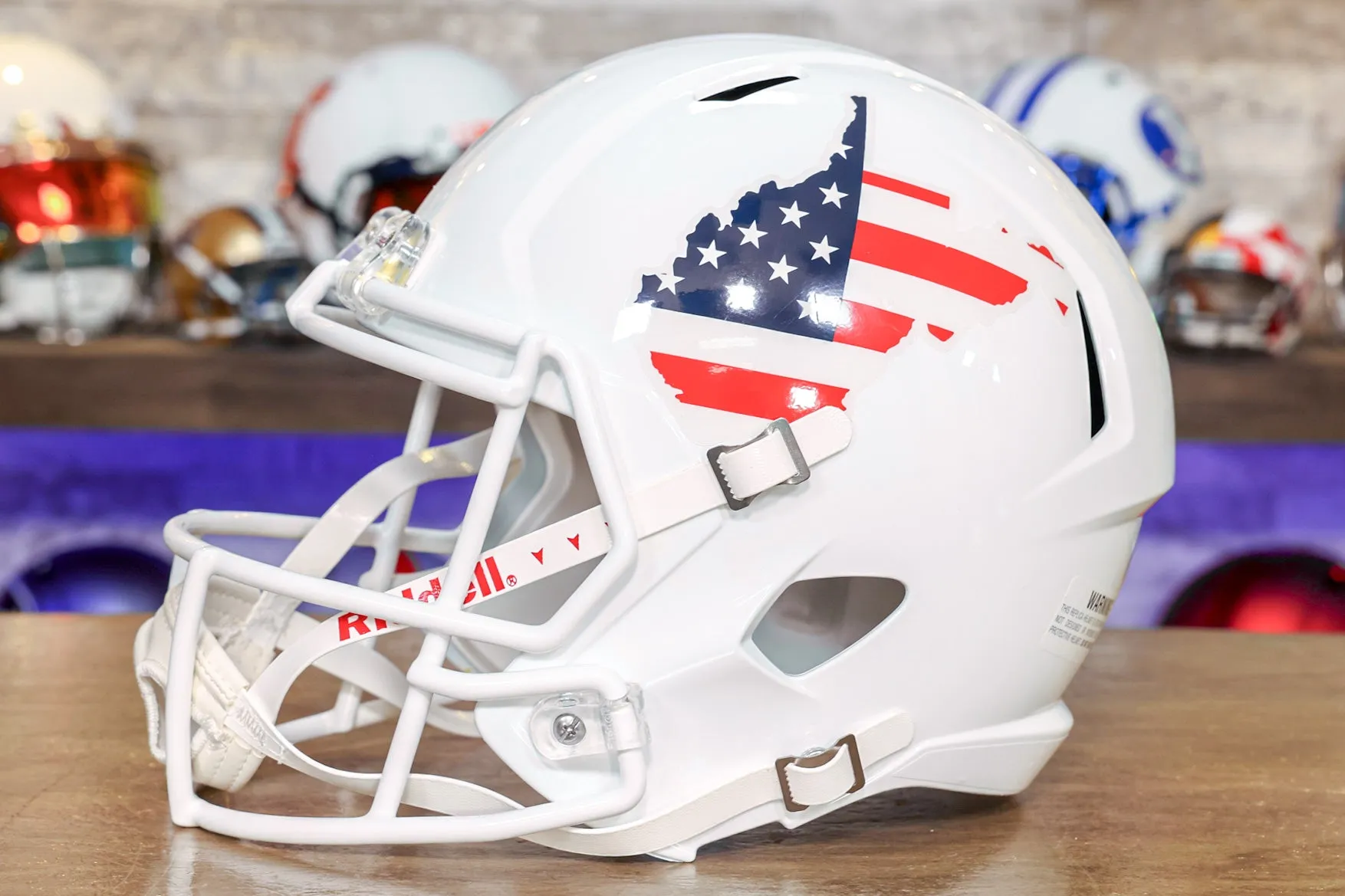 West Virginia Mountaineers Riddell Speed Display Helmet - Stars and Stripes