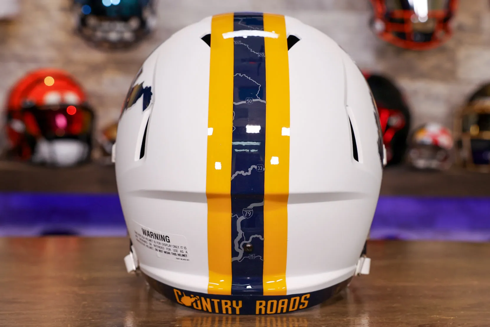 West Virginia Mountaineers Riddell Speed Display Helmet - White Country Roads Alternate