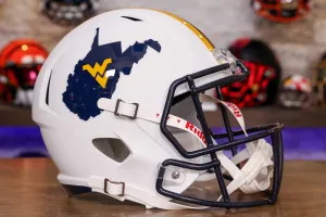 West Virginia Mountaineers Riddell Speed Display Helmet - White Country Roads Alternate