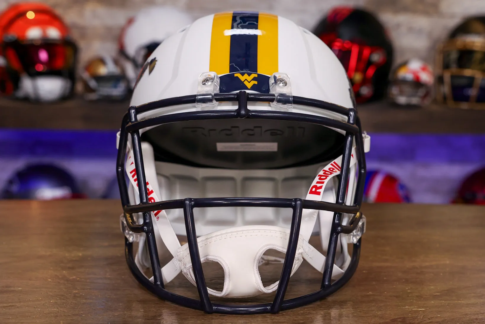 West Virginia Mountaineers Riddell Speed Display Helmet - White Country Roads Alternate