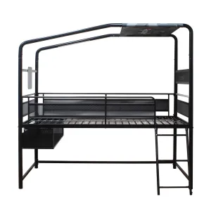 X Rocker 2113001 Contra Mid-Sleeper Gaming Bed with TV Mount, Black, Twin