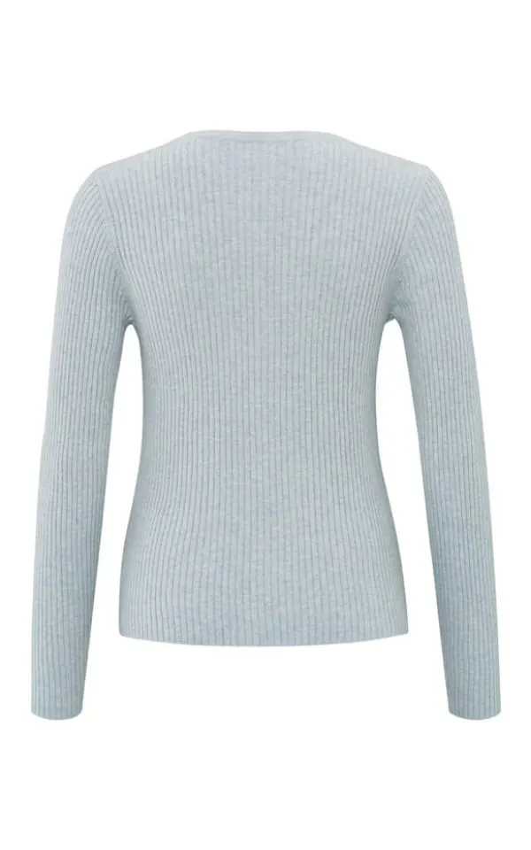 YAYA - Faux Layered Ribbed Cardigan with Button Detail