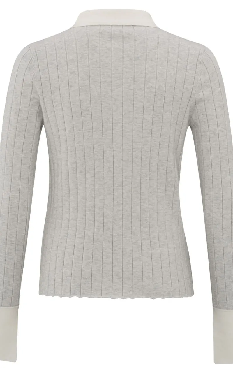 YAYA - Ribbed Cardigan with Contrast Detail