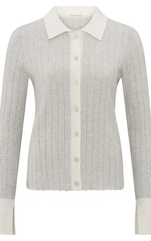 YAYA - Ribbed Cardigan with Contrast Detail