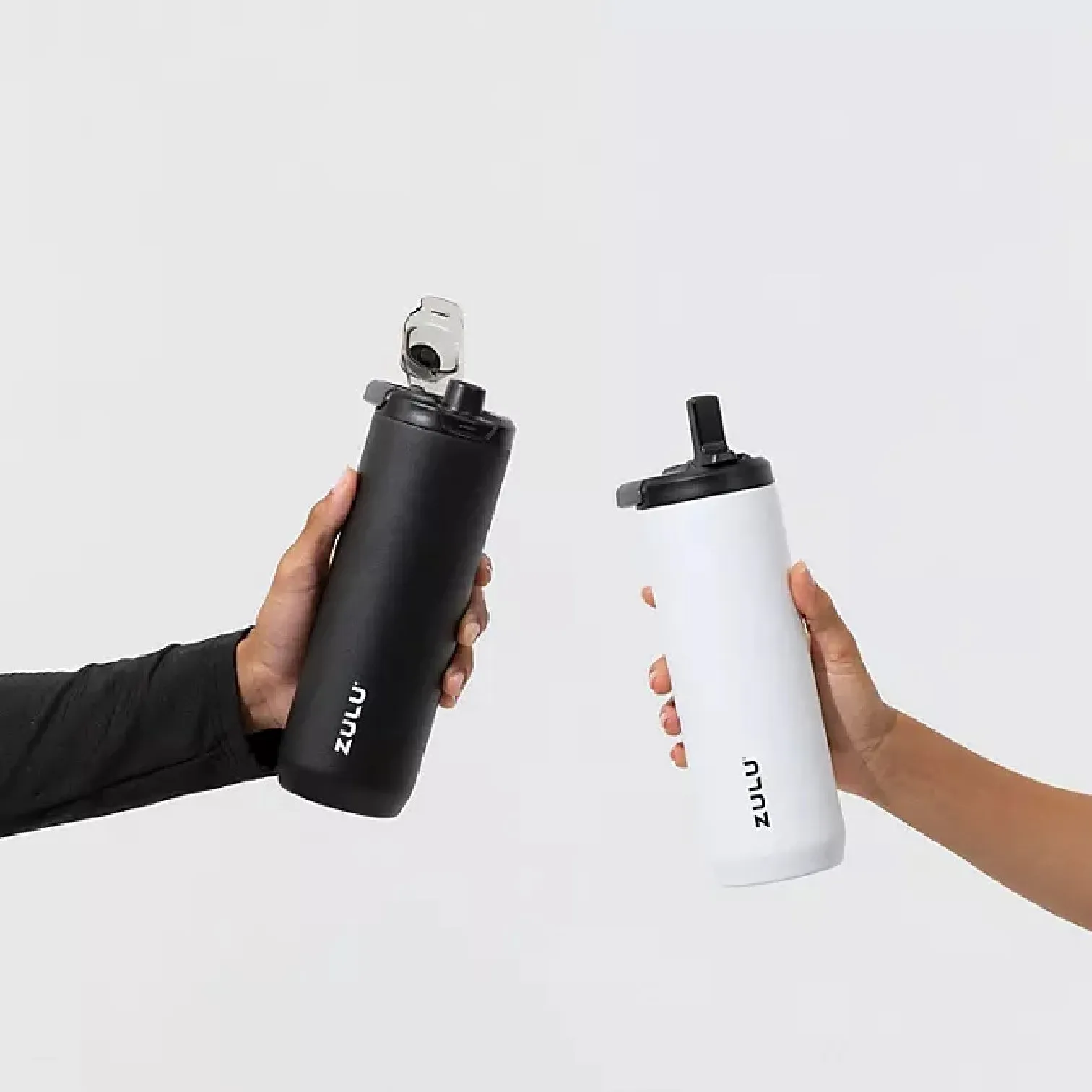 Zulu  411-2401-900 Stainless Steel Water Bottle with Lids., 2pk 24oz, Includes 2 Extra Lids